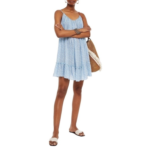 Paloma Blue Faye Gathered Printed Twill Mini Dress - Picture 2 of 11